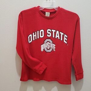 BIG BALL SPORTS OHIO STATE SHIRT, Sz M, Long Sleeve, Red/White, Cotton